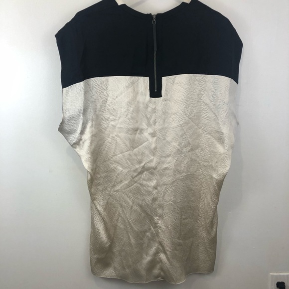 Helmut Lang Long Layered T Tunic Ecru Champagne Gravel Silk and Black Size Small - Picture 2 of 6
